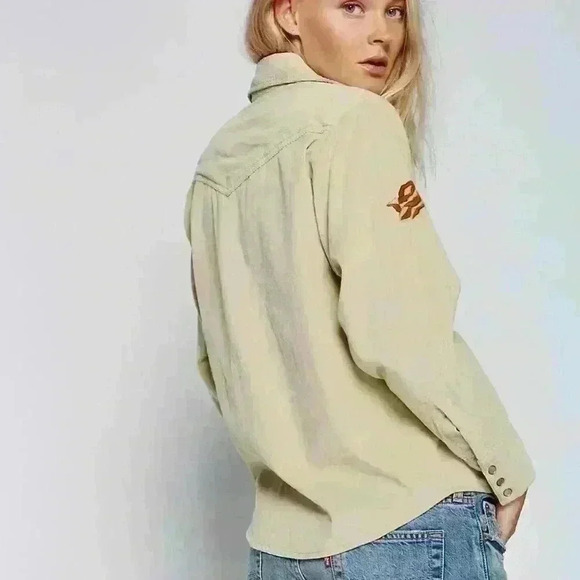 Free People Harley Embroidered Corduroy Shirt Size X-Small - Picture 2 of 16